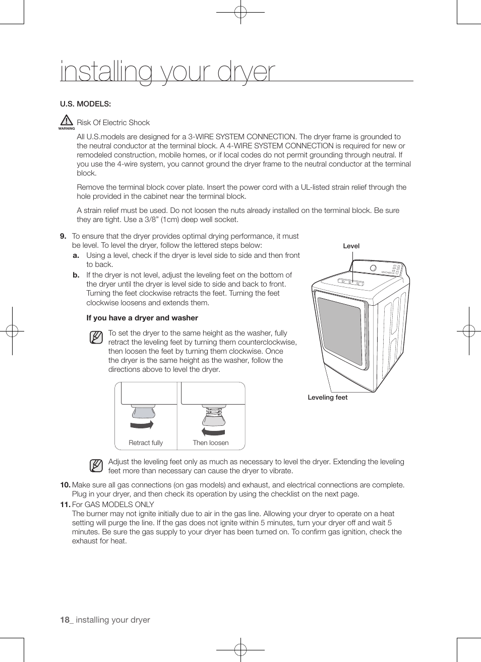 Installing your dryer | Samsung DV50F9A7GVP-A2 User Manual | Page 18 / 132
