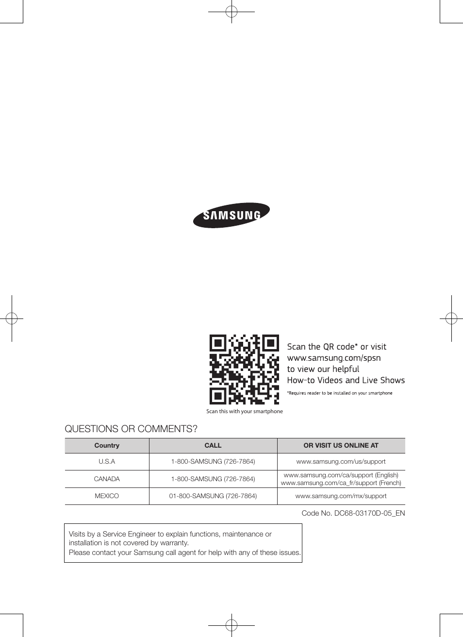 Questions or comments | Samsung DV50F9A7GVP-A2 User Manual | Page 44 / 132