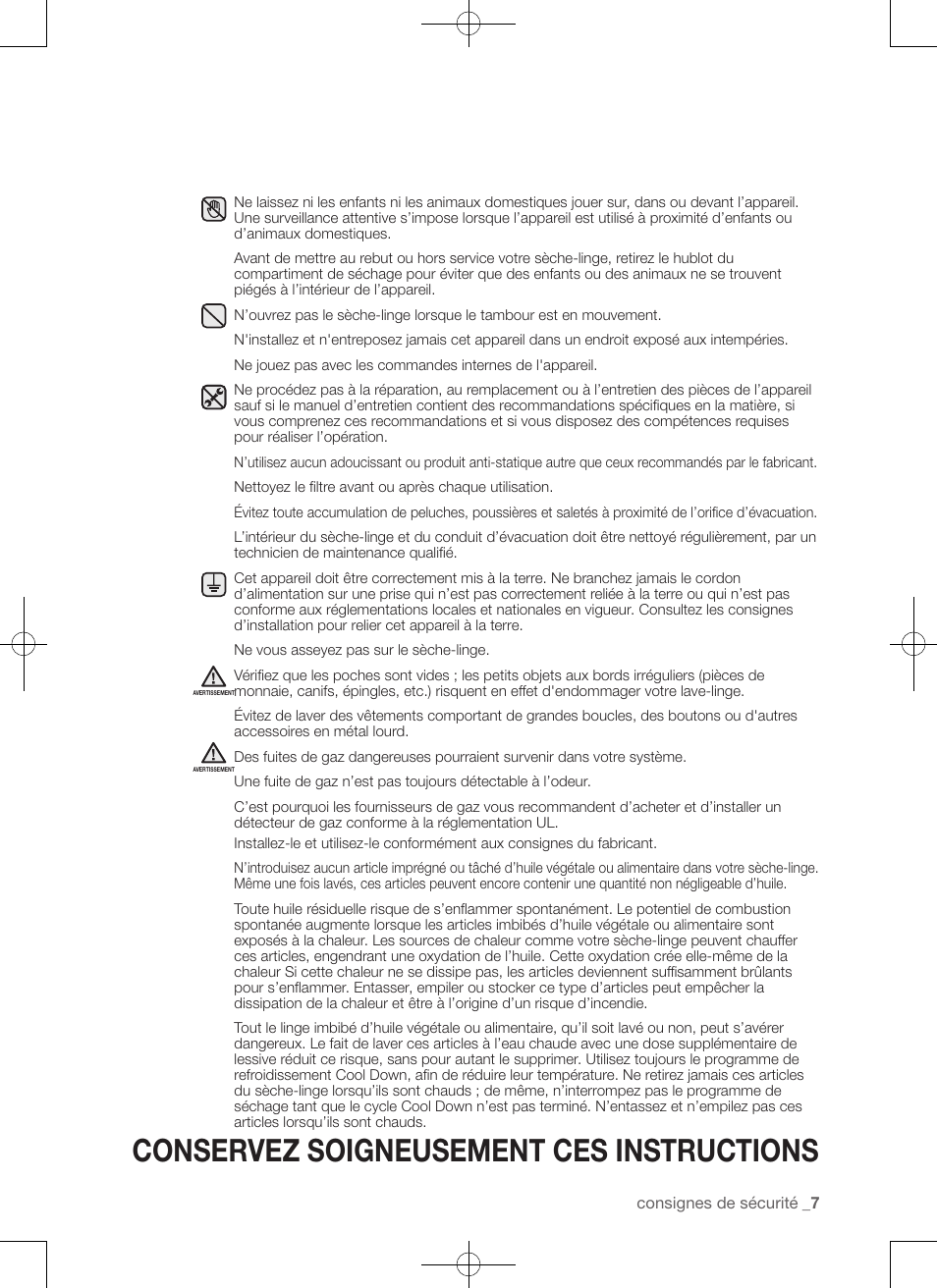 Conservez soigneusement ces instructions | Samsung DV50F9A7GVP-A2 User Manual | Page 51 / 132