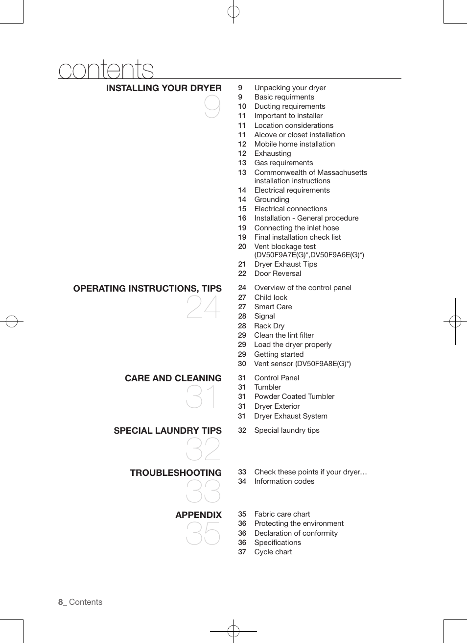 Samsung DV50F9A7GVP-A2 User Manual | Page 8 / 132