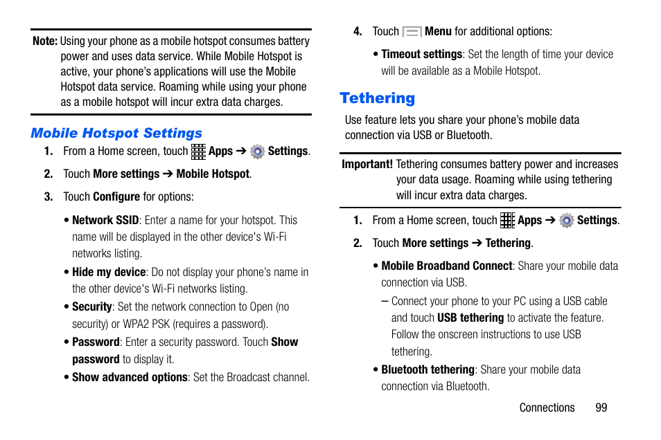 Tethering | Samsung SCH-I535MBPVZW User Manual | Page 106 / 179