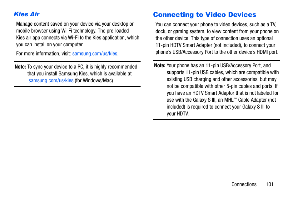 Connecting to video devices | Samsung SCH-I535MBPVZW User Manual | Page 108 / 179