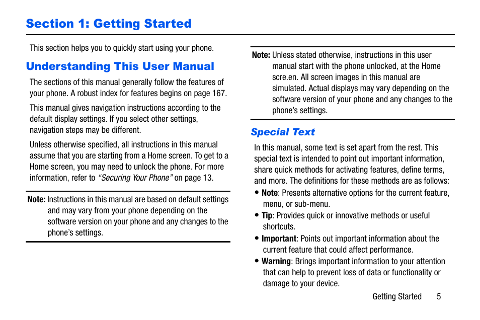 Section 1: getting started, Understanding this user manual | Samsung SCH-I535MBPVZW User Manual | Page 12 / 179