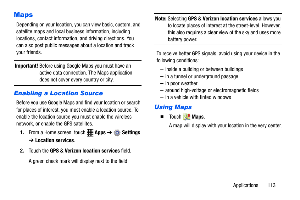 Maps | Samsung SCH-I535MBPVZW User Manual | Page 120 / 179
