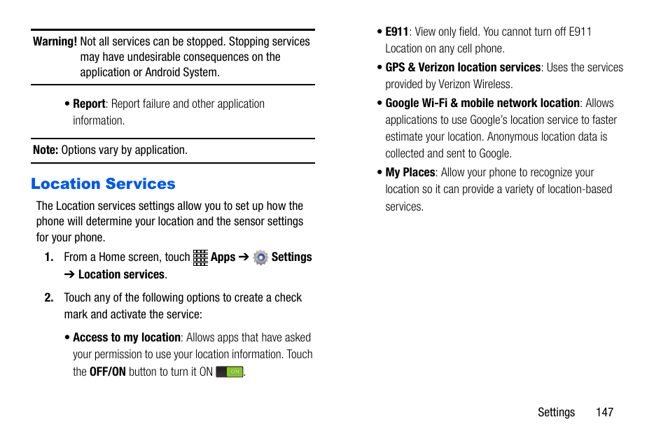 Location services | Samsung SCH-I535MBPVZW User Manual | Page 154 / 179