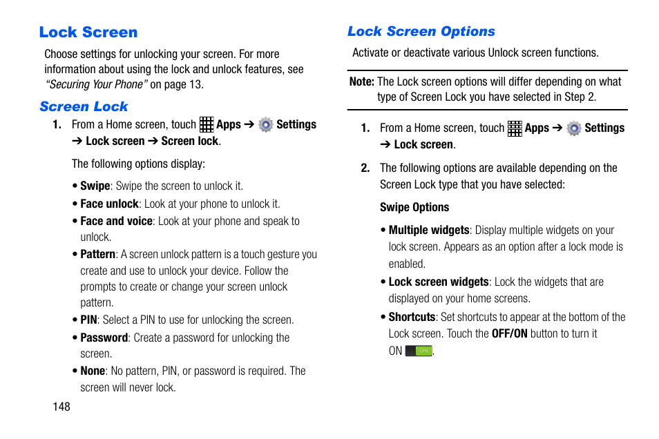 Lock screen | Samsung SCH-I535MBPVZW User Manual | Page 155 / 179