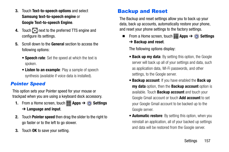 Backup and reset | Samsung SCH-I535MBPVZW User Manual | Page 164 / 179