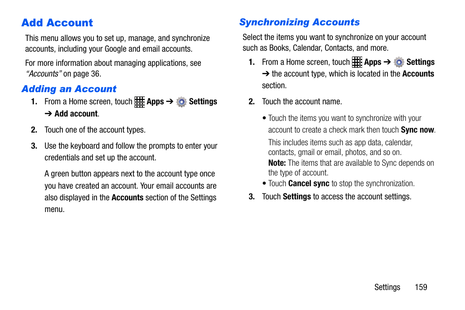 Add account | Samsung SCH-I535MBPVZW User Manual | Page 166 / 179