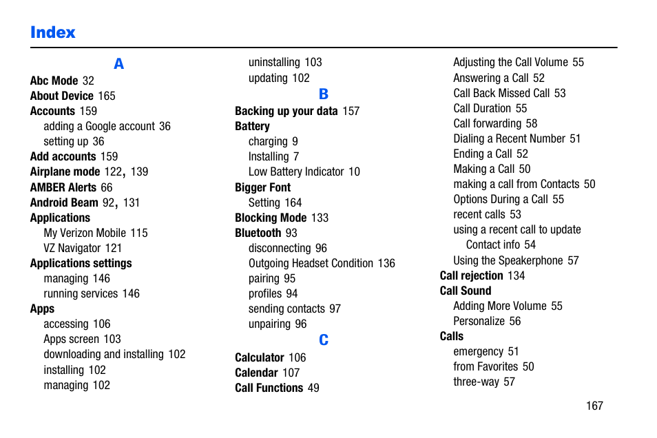 Index | Samsung SCH-I535MBPVZW User Manual | Page 174 / 179
