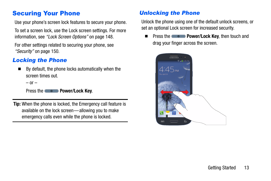 Securing your phone | Samsung SCH-I535MBPVZW User Manual | Page 20 / 179