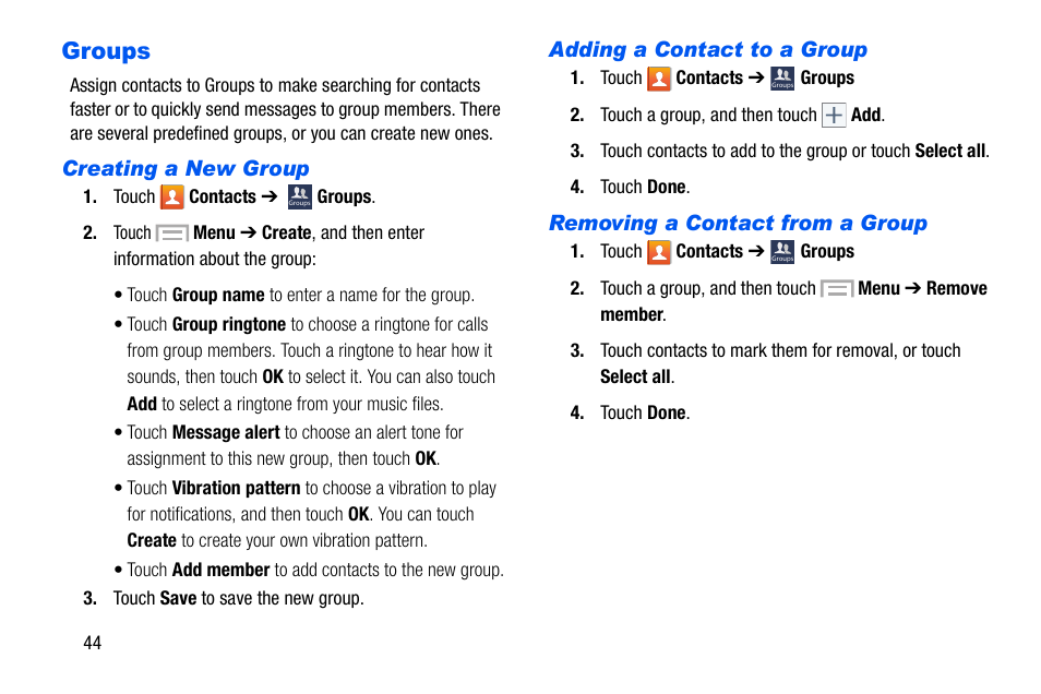Groups | Samsung SCH-I535MBPVZW User Manual | Page 51 / 179