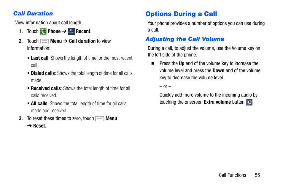 Options during a call | Samsung SCH-I535MBPVZW User Manual | Page 62 / 179