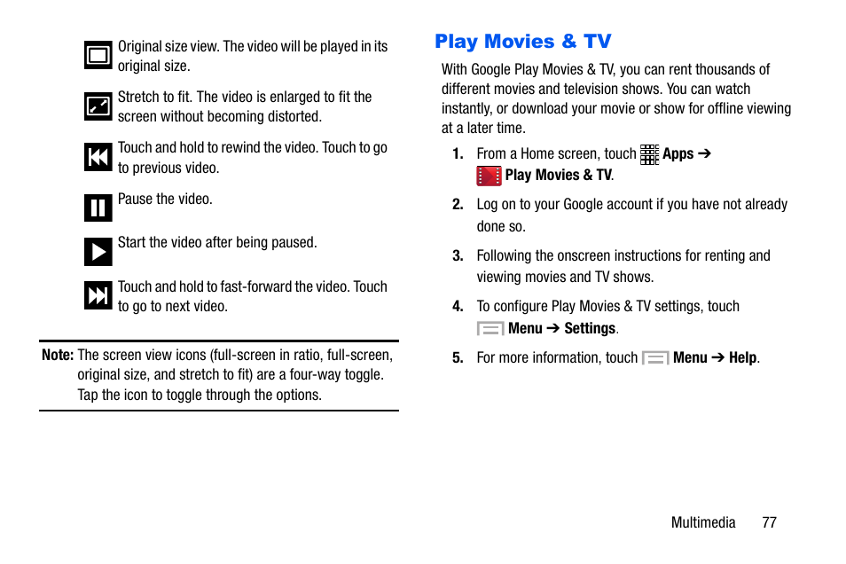 Play movies & tv | Samsung SCH-I535MBPVZW User Manual | Page 84 / 179