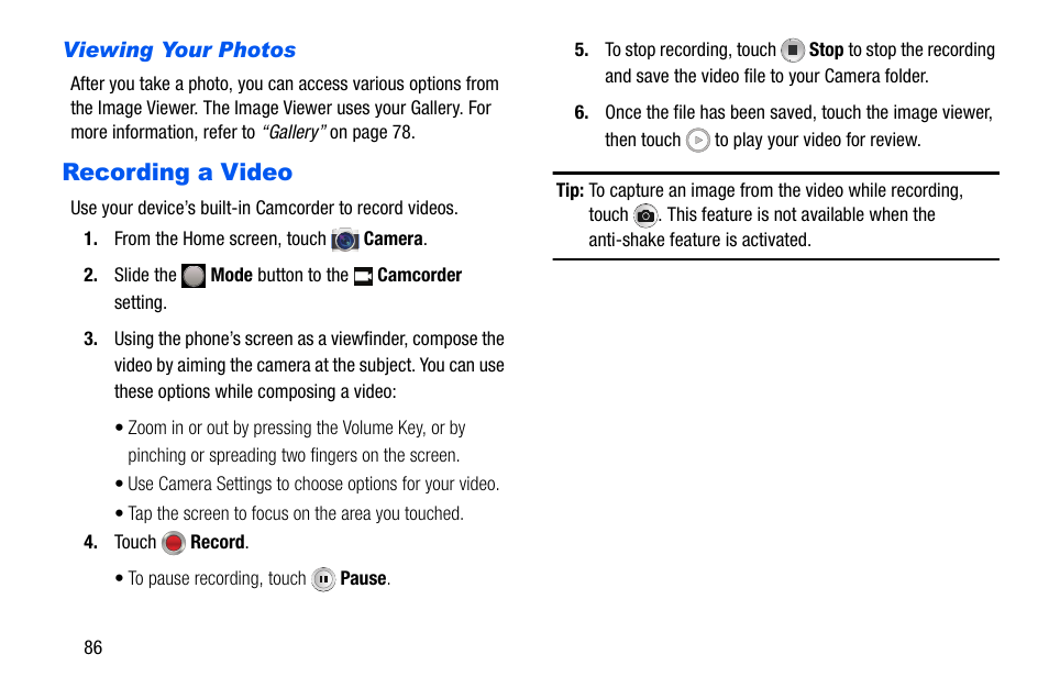 Recording a video | Samsung SCH-I535MBPVZW User Manual | Page 93 / 179