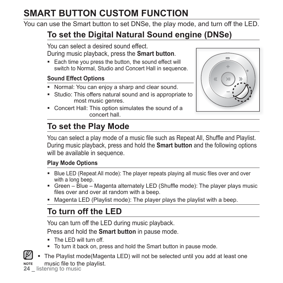 Smart button custom function | Samsung YP-S2QU-XAA User Manual | Page 24 / 38
