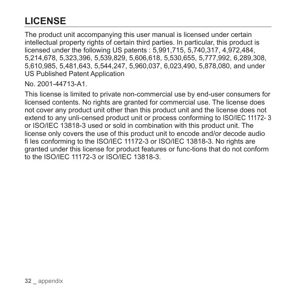 License | Samsung YP-S2QU-XAA User Manual | Page 32 / 38