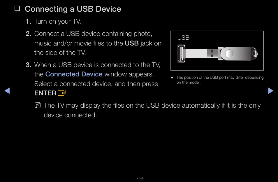 Connecting a usb device | Samsung LT23A350ND-ZA User Manual | Page 116 / 155