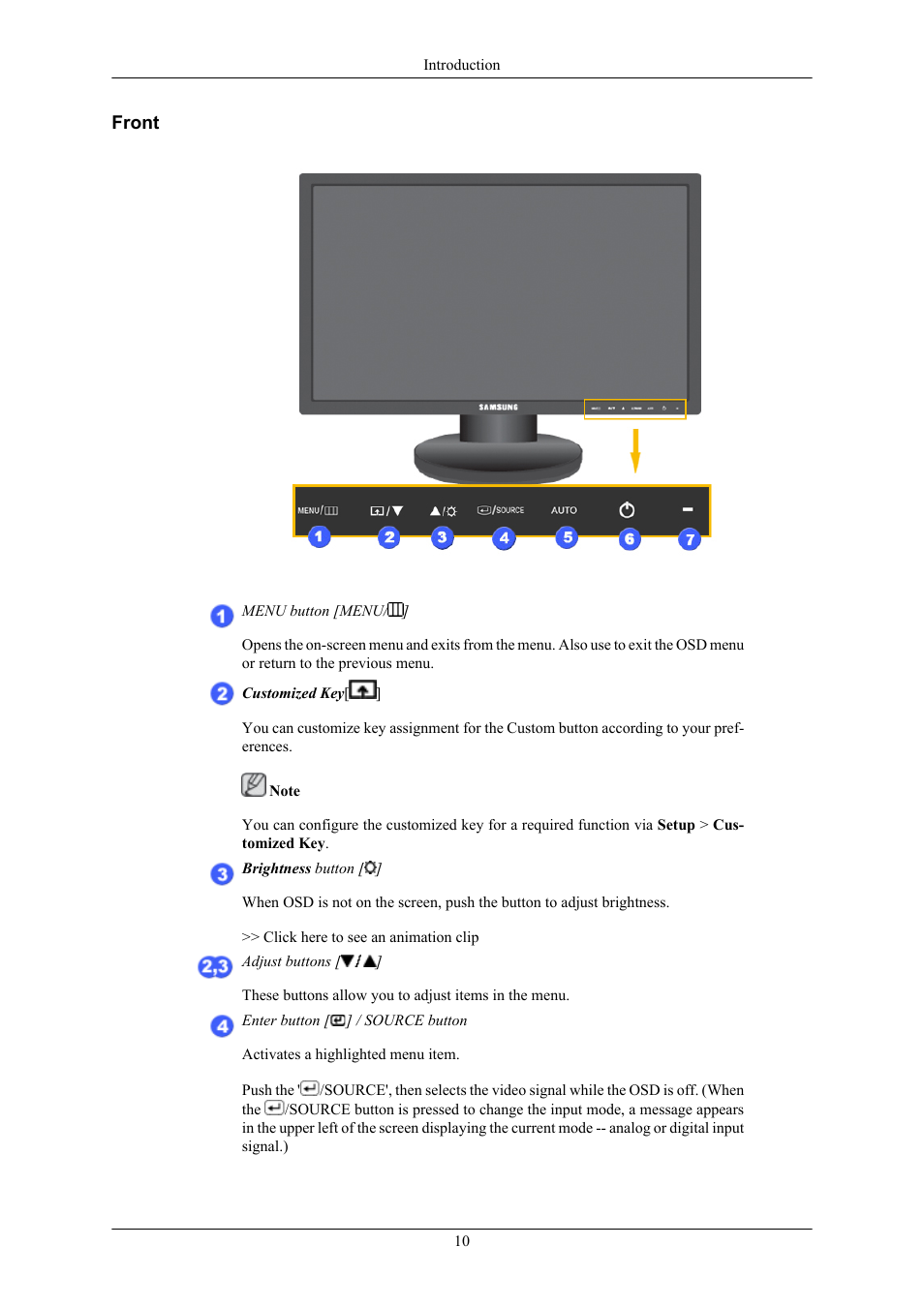 Front | Samsung LS19MYKEB7-XAA User Manual | Page 11 / 71