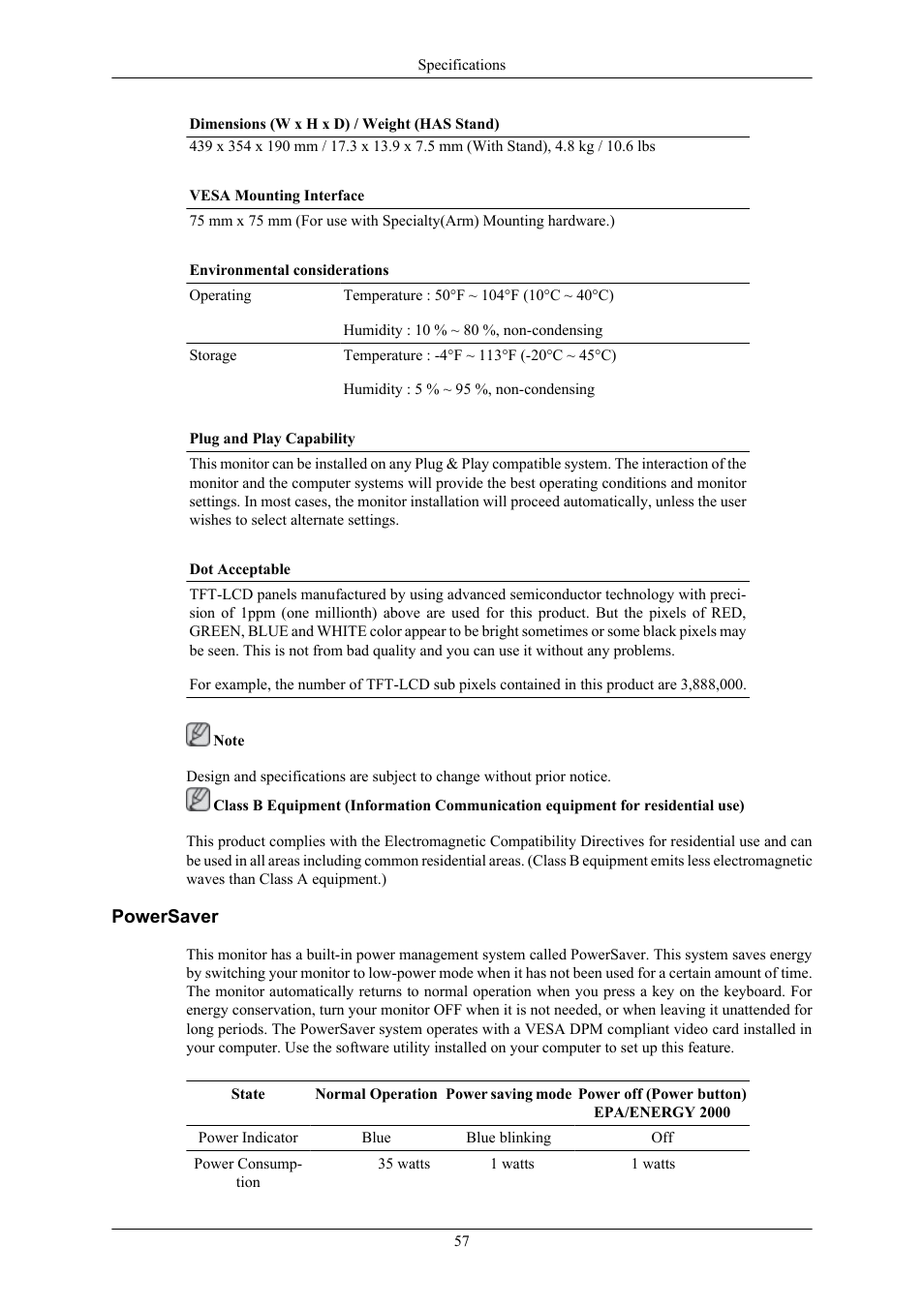 Powersaver | Samsung LS19MYKEB7-XAA User Manual | Page 58 / 71