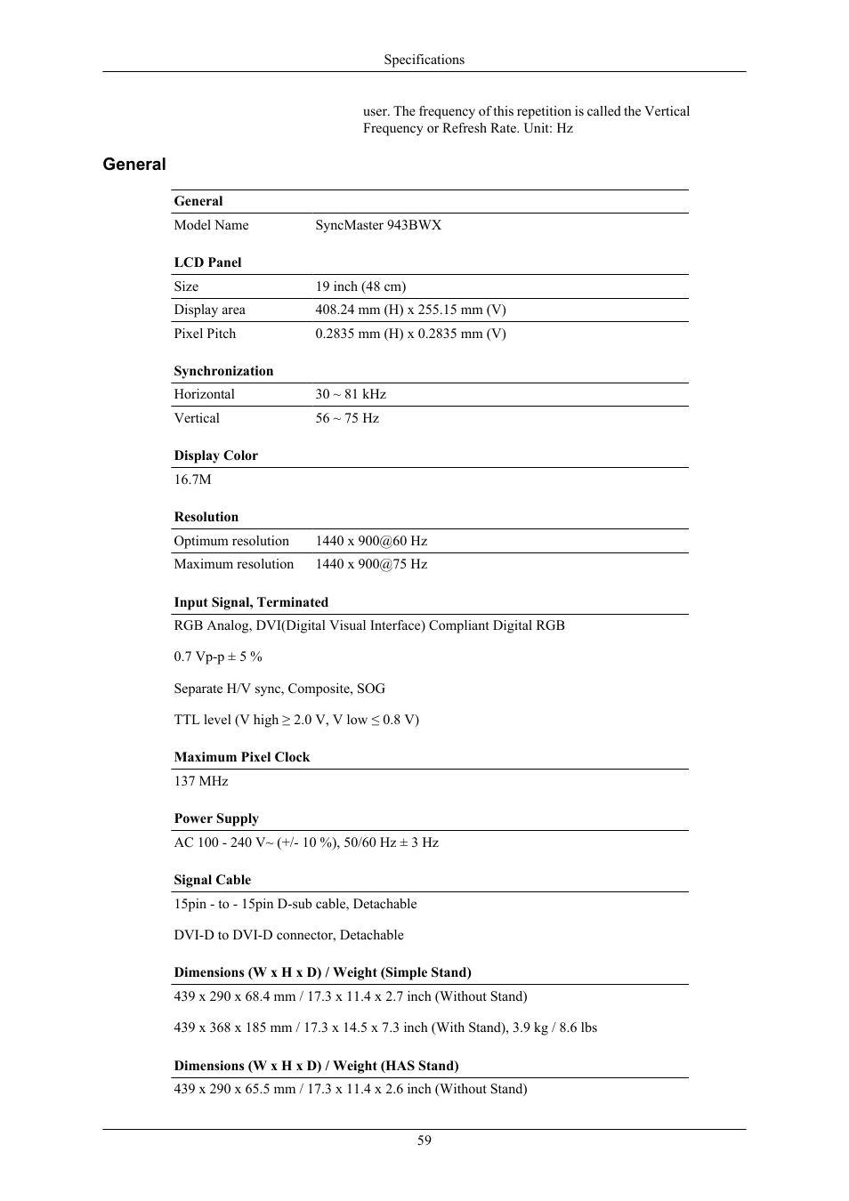 General | Samsung LS19MYKEB7-XAA User Manual | Page 60 / 71