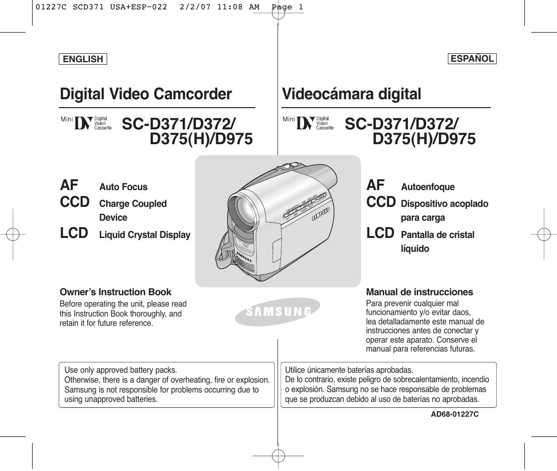 Samsung SC-D375-XAP User Manual | 110 pages