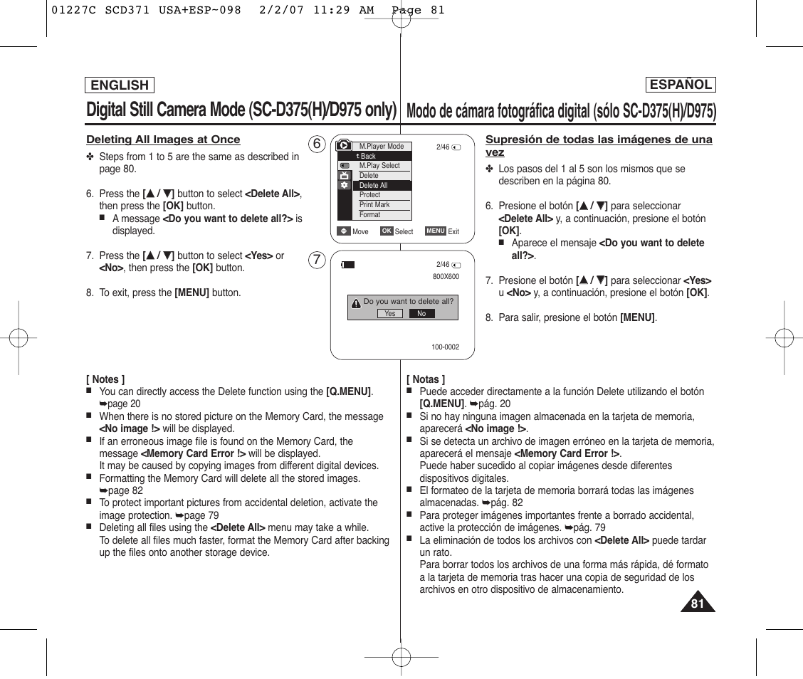 English español | Samsung SC-D375-XAP User Manual | Page 81 / 110