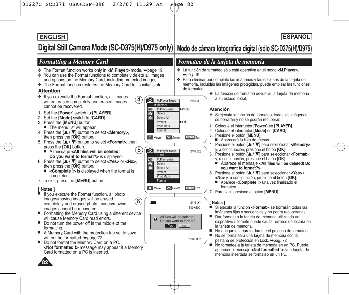 English español | Samsung SC-D375-XAP User Manual | Page 82 / 110