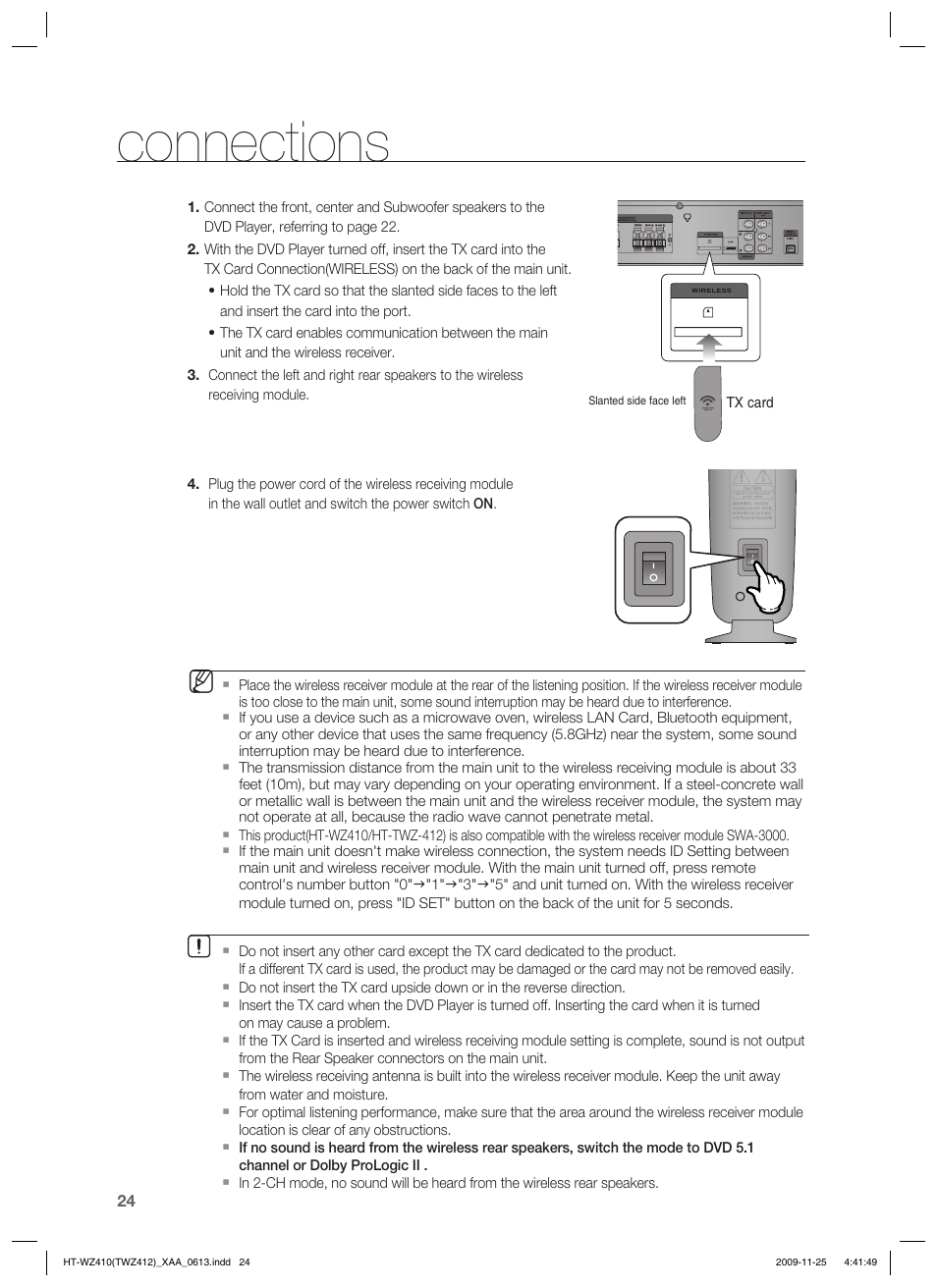 Connections | Samsung HT-TWZ412T-XAA User Manual | Page 24 / 75