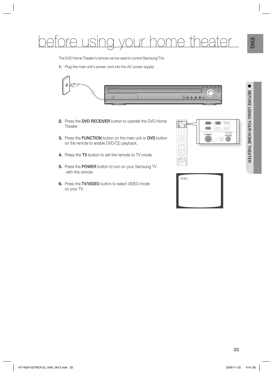 Before using your home theater | Samsung HT-TWZ412T-XAA User Manual | Page 33 / 75