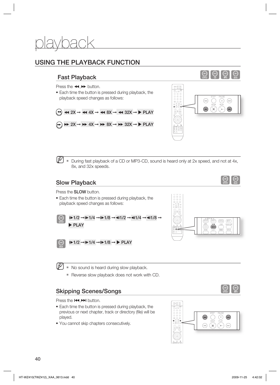 Playback, Dbad | Samsung HT-TWZ412T-XAA User Manual | Page 40 / 75