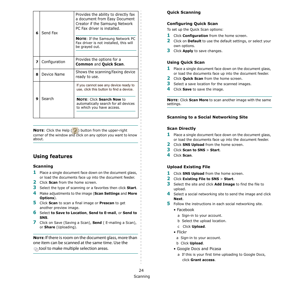 Using features | Samsung SCX-4521F-XAA User Manual | Page 107 / 125