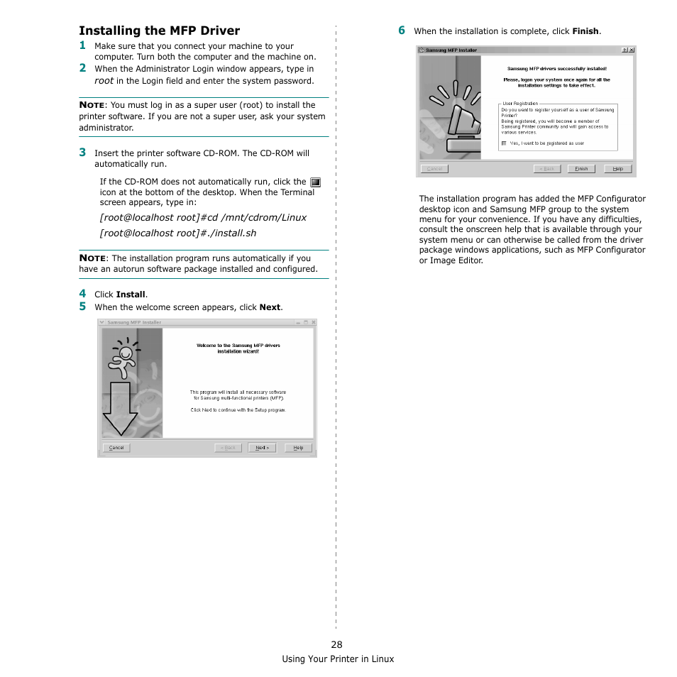Installing the mfp driver | Samsung SCX-4521F-XAA User Manual | Page 111 / 125