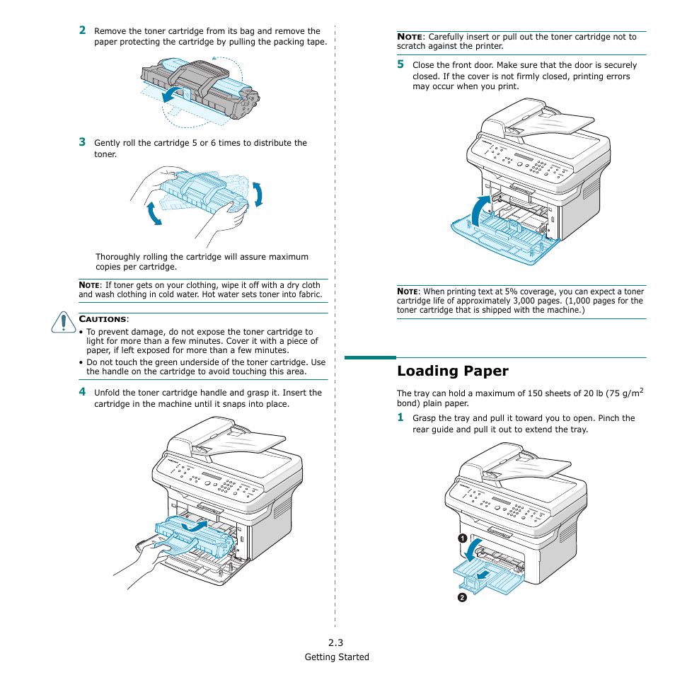 Loading paper | Samsung SCX-4521F-XAA User Manual | Page 19 / 125