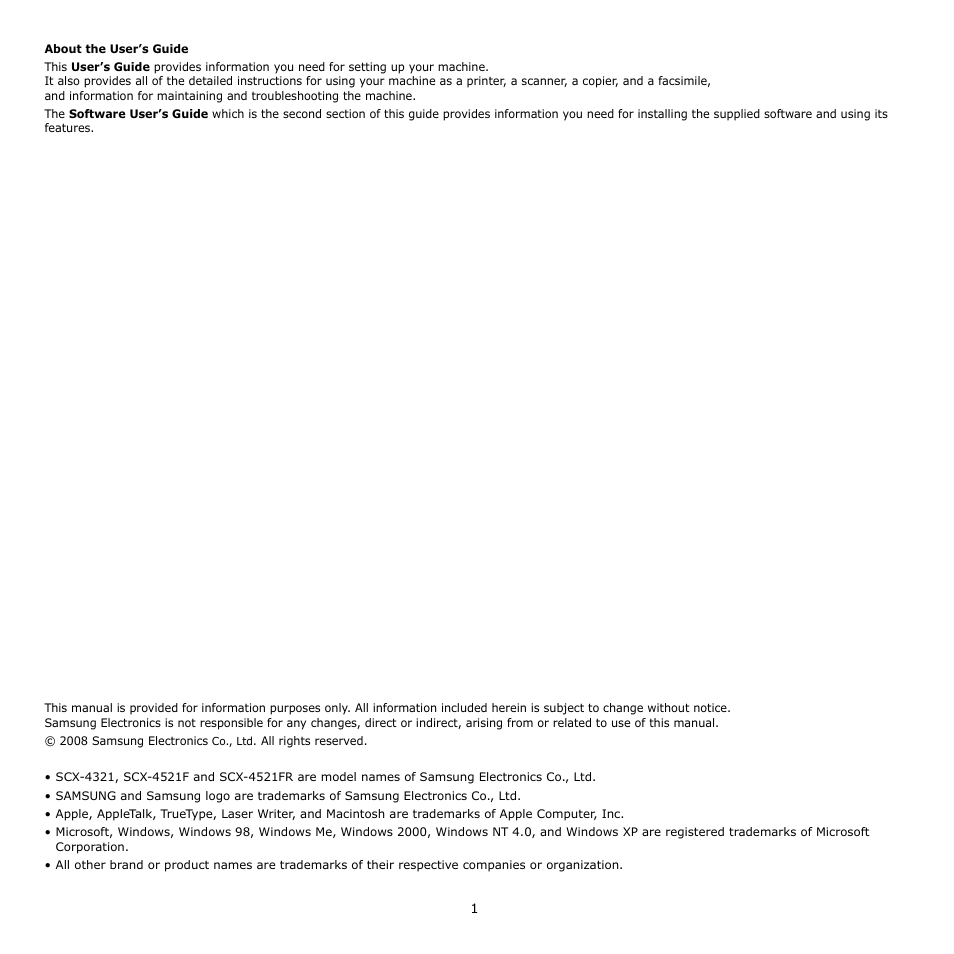 Samsung SCX-4521F-XAA User Manual | Page 2 / 125