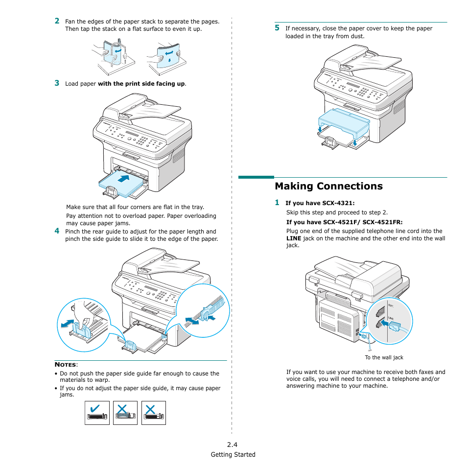 Making connections | Samsung SCX-4521F-XAA User Manual | Page 20 / 125
