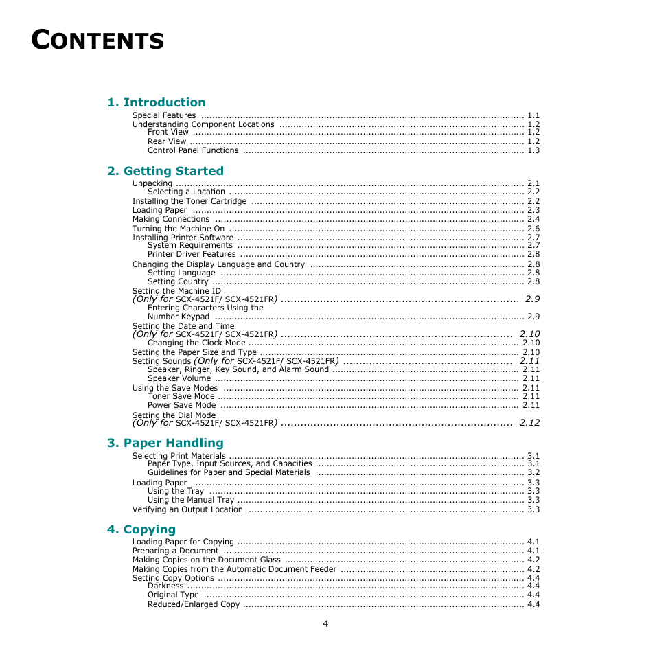 Samsung SCX-4521F-XAA User Manual | Page 5 / 125