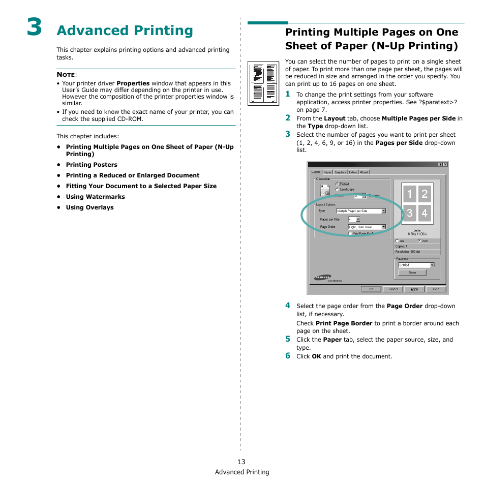 Advanced printing, Chapter 3 | Samsung SCX-4521F-XAA User Manual | Page 96 / 125