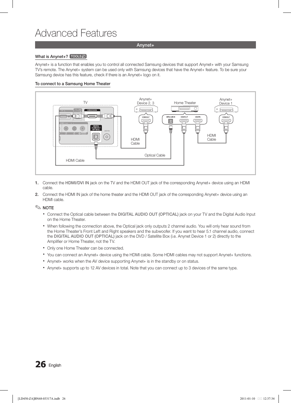 Advanced features | Samsung LN19D450G1DXZC User Manual | Page 26 / 36