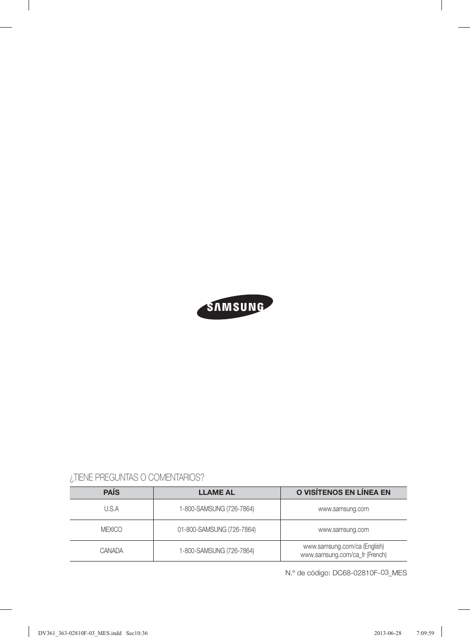Tiene preguntas o comentarios | Samsung DV361GWBEWR-A3 User Manual | Page 112 / 112