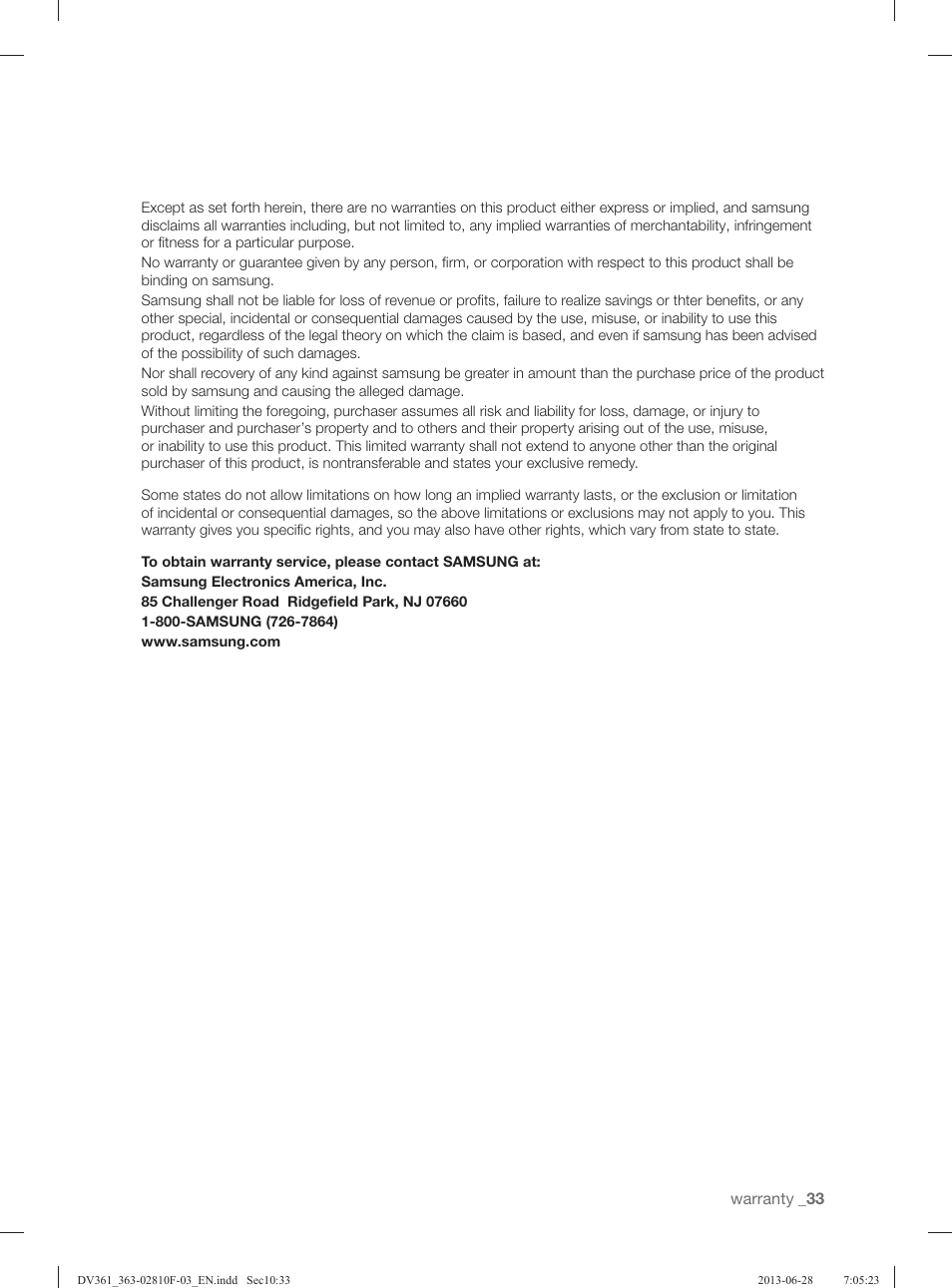 Samsung DV361GWBEWR-A3 User Manual | Page 33 / 112