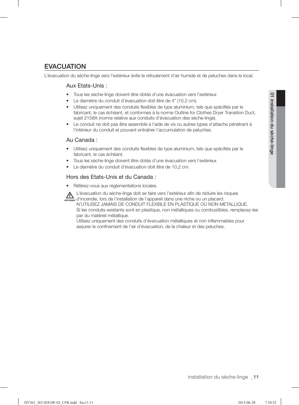 Evacuation | Samsung DV361GWBEWR-A3 User Manual | Page 47 / 112