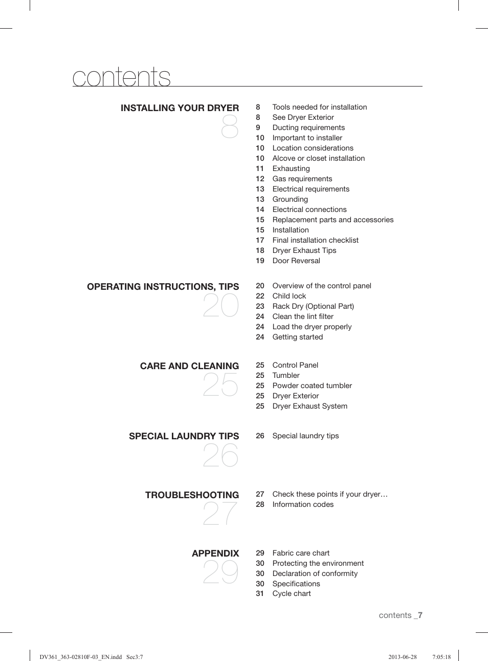Samsung DV361GWBEWR-A3 User Manual | Page 7 / 112