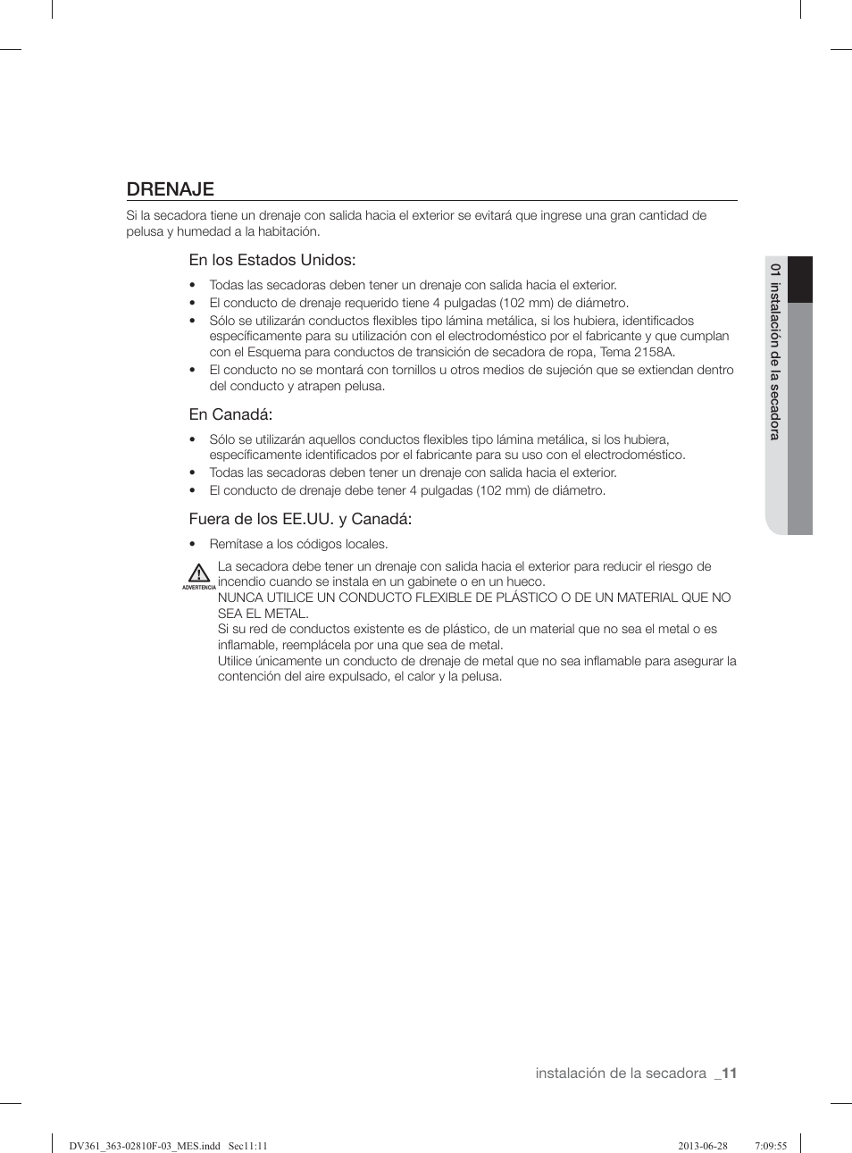 Drenaje | Samsung DV361GWBEWR-A3 User Manual | Page 87 / 112