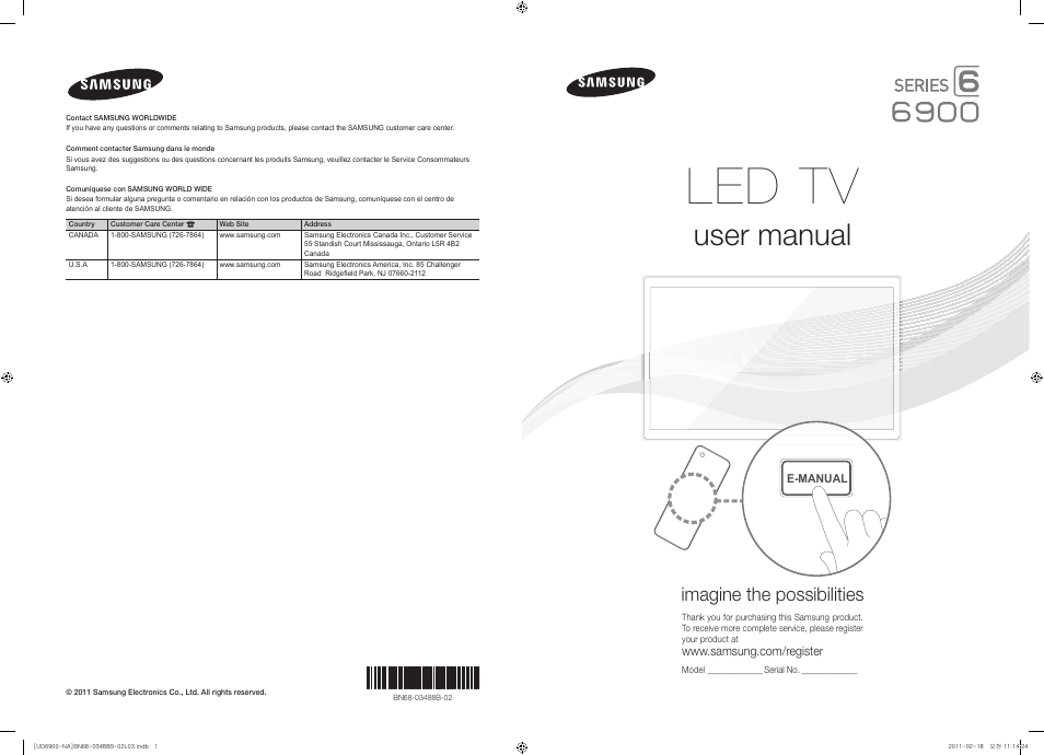 Samsung UN46D6900WFXZA User Manual | 74 pages