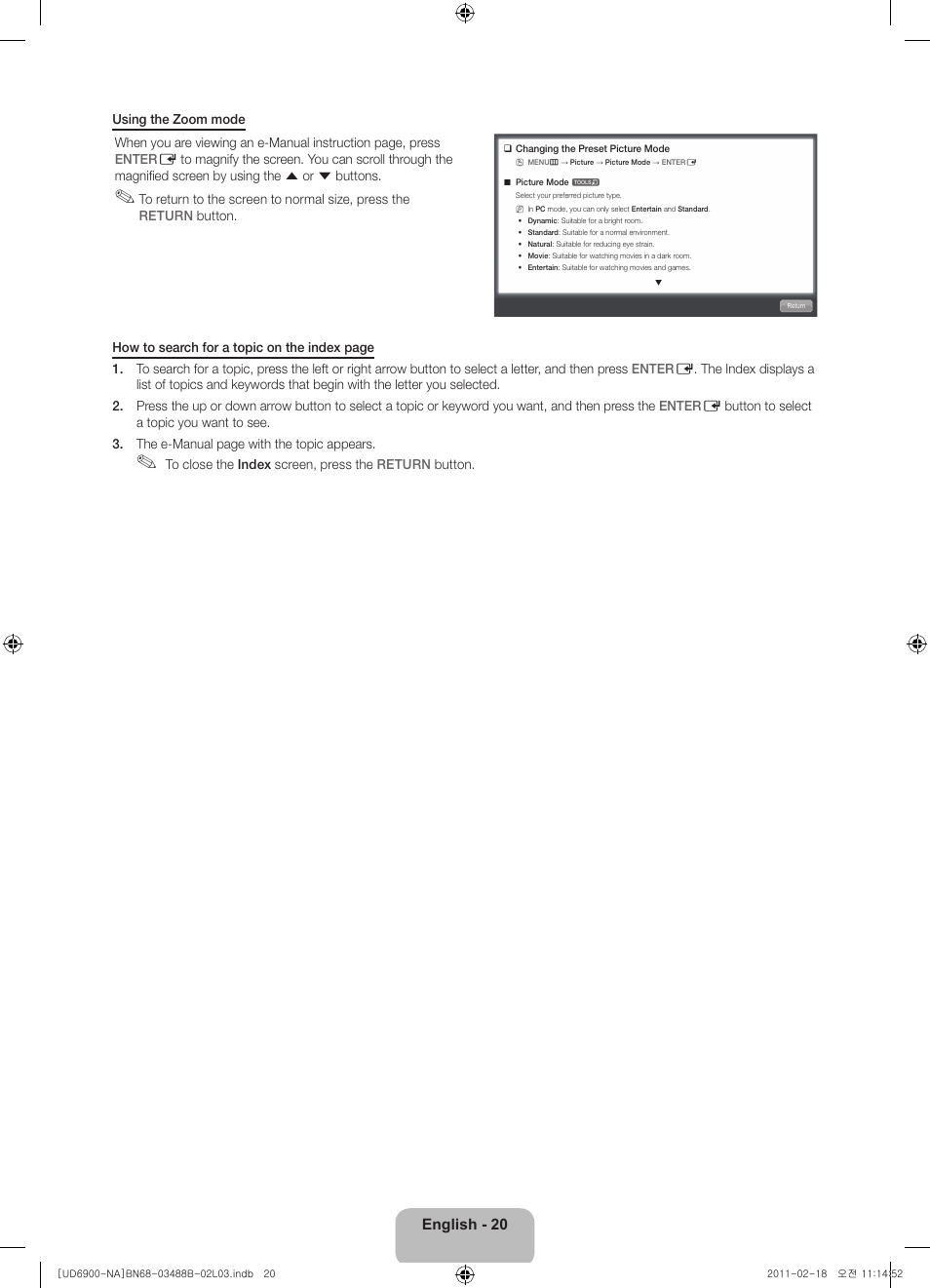 Samsung UN46D6900WFXZA User Manual | Page 20 / 74