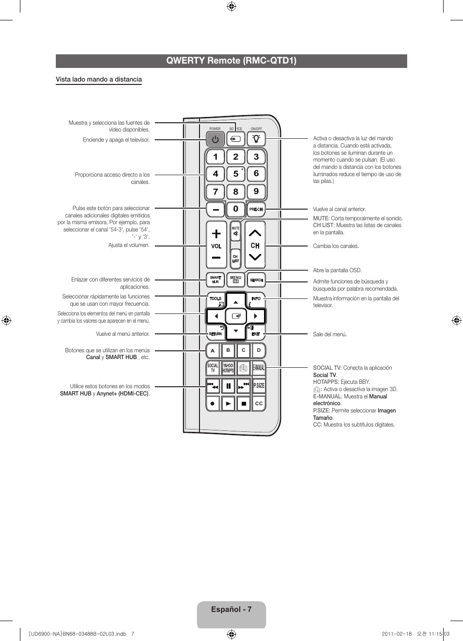 Qwerty remote (rmc-qtd1), E-manual | Samsung UN46D6900WFXZA User Manual | Page 32 / 74