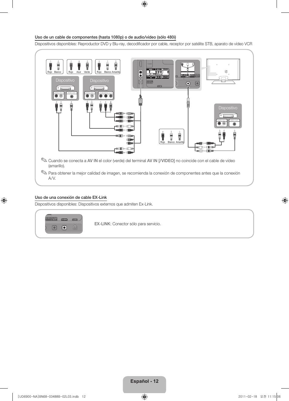 Español - 12, Dispositivo | Samsung UN46D6900WFXZA User Manual | Page 37 / 74