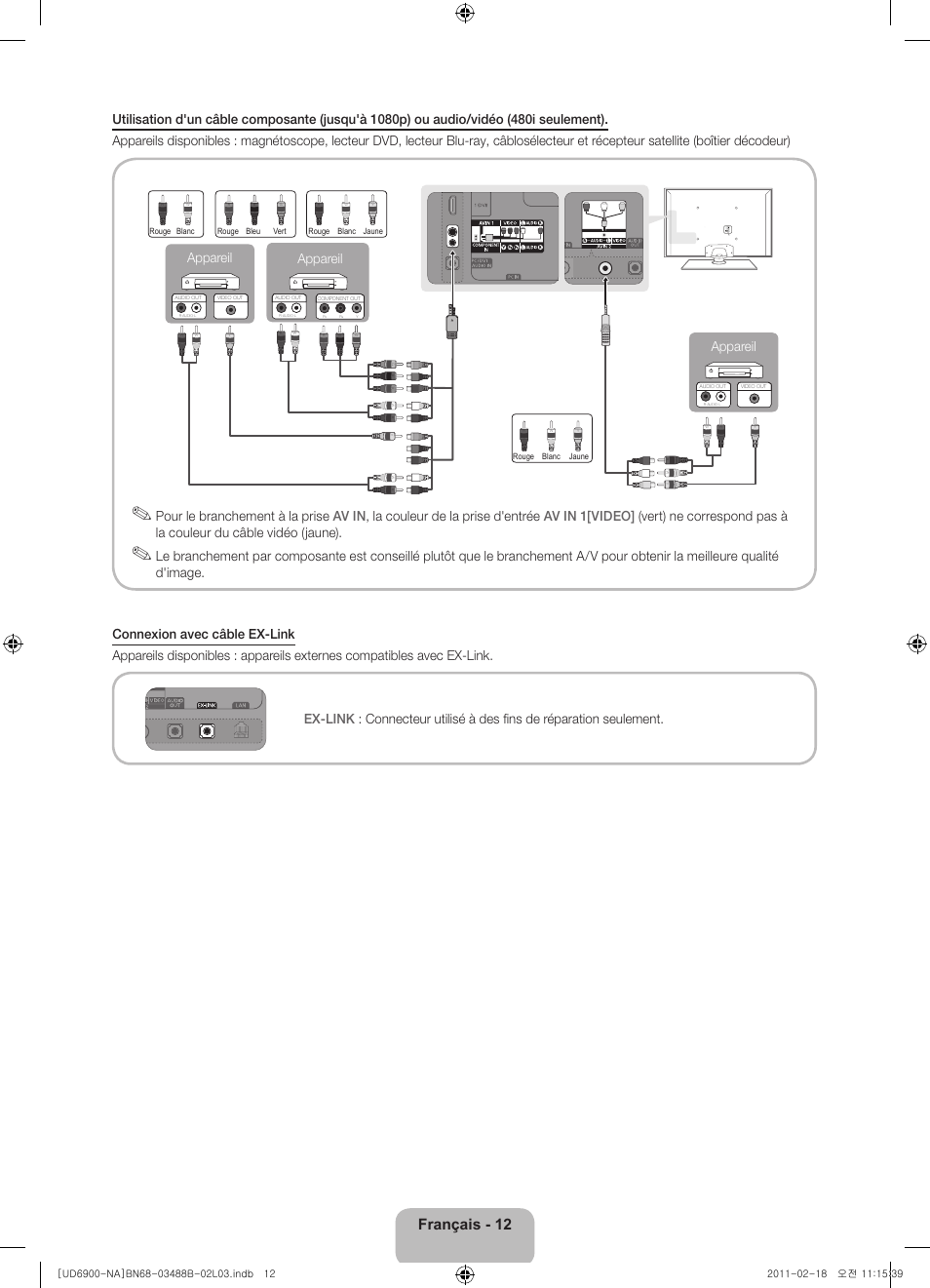 Français - 12, Appareil | Samsung UN46D6900WFXZA User Manual | Page 61 / 74