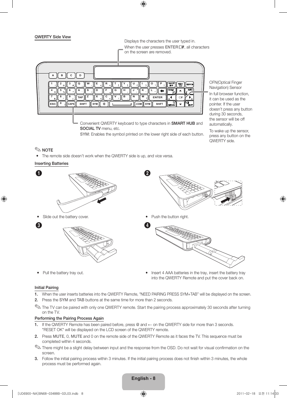 English - 8 | Samsung UN46D6900WFXZA User Manual | Page 8 / 74