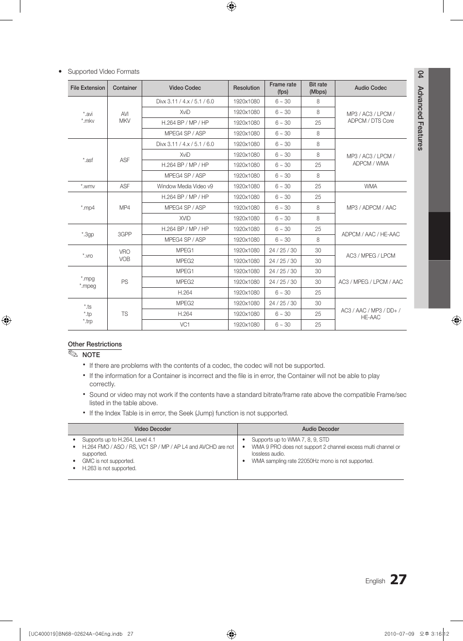 Samsung UN26C4000PDXZA User Manual | Page 27 / 42
